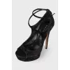 Open-toecap suede shoes