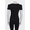 Black knit short sleeve blouse