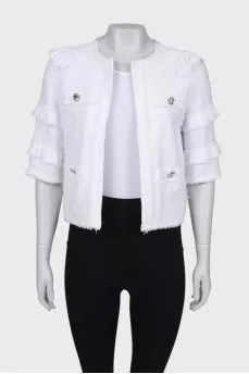 White Tweed Short Sleeve Jacket