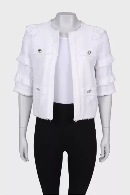 White Tweed Short Sleeve Jacket