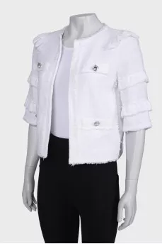 White Tweed Short Sleeve Jacket