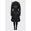 Black down jacket with tag belt