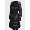 Black down jacket with tag belt