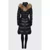 Black down jacket with tag belt