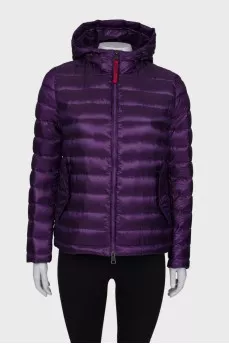 Purple padded jacket with tag