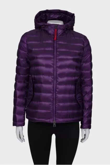 Purple padded jacket with tag