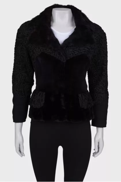 Black jacket with fur inserts