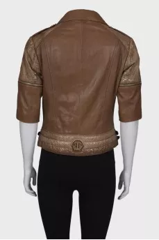 Short sleeve leather jacket