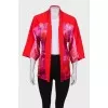 Printed cropped wide sleeve cardigan