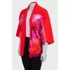 Printed cropped wide sleeve cardigan