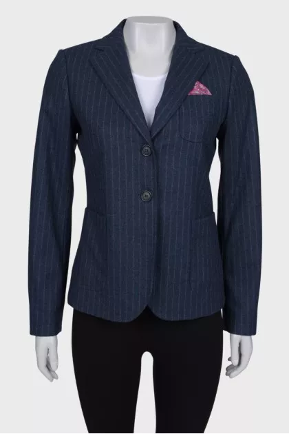 Blue striped fitted jacket