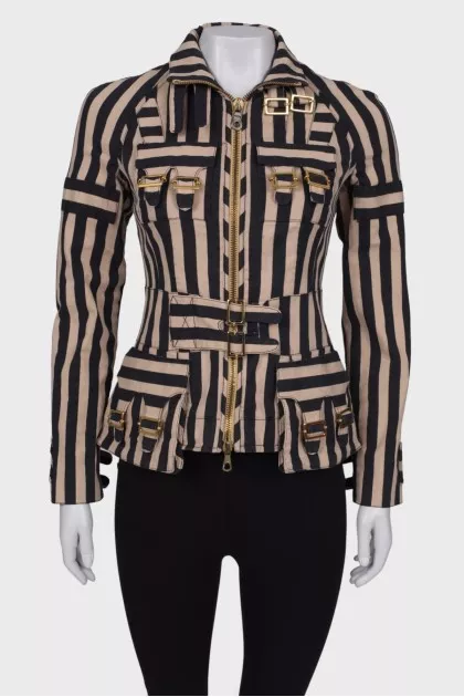 Striped jacket with gold-tone hardware
