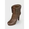 Leather ankle boots with knitted insert