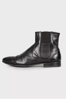 Men's black leather boots