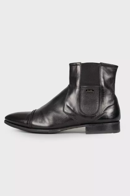 Men's black leather boots
