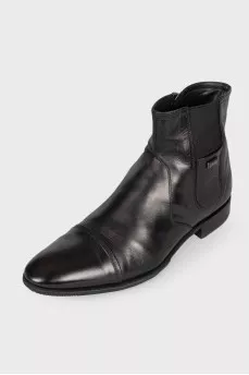 Men's black leather boots