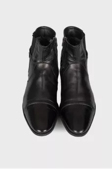 Men's black leather boots