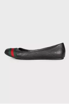 Leather ballerinas with textile insert