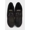 Black high wedge ankle boots
