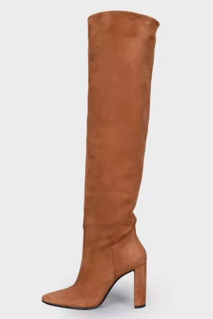 Suede high brown boots