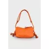 Orange leather tassel bag