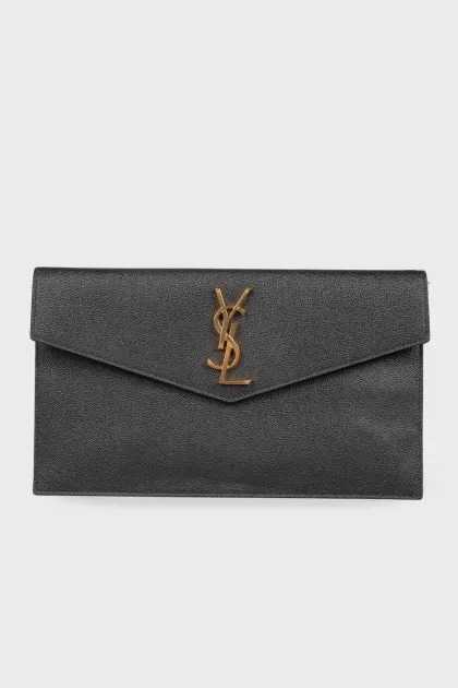 UPTOWN GRAIN DE POUDRE EMBOSSED LEATHER clutch