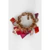 Golden bracelet with large rhinestones