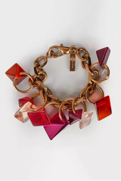 Golden bracelet with large rhinestones