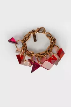 Golden bracelet with large rhinestones