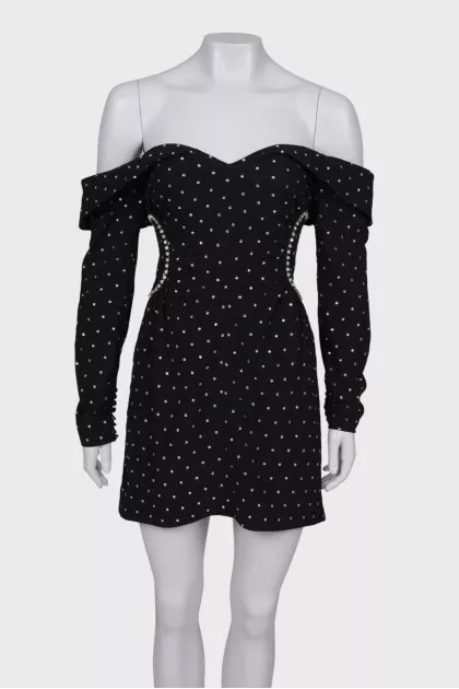 Black dress with rhinestones with a tag