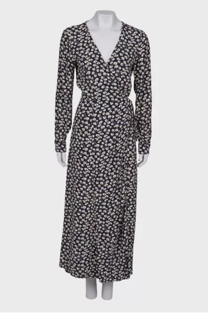 Wrap print maxi dress