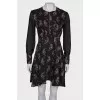 Printed dress with translucent sleeves