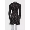 Printed dress with translucent sleeves