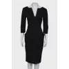 Woolen dress with a cutout on the chest