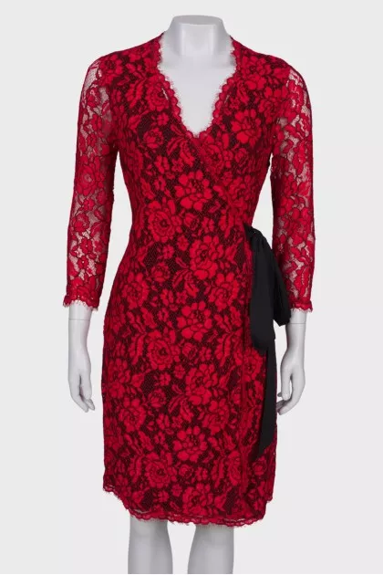 Lace red dress with tag