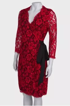 Lace red dress with tag