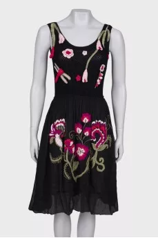 Black dress with embroidered skirt