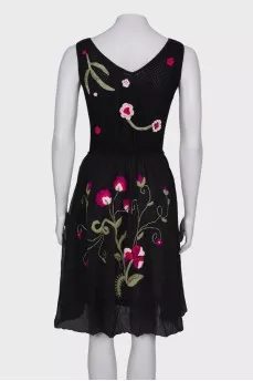 Black dress with embroidered skirt
