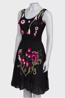 Black dress with embroidered skirt