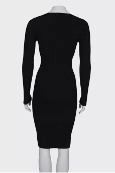 V-neck wool dress