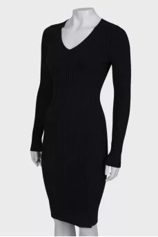 V-neck wool dress