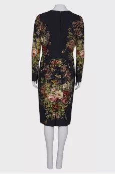 Black dress in floral print