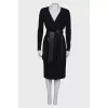 Wrap black wool dress