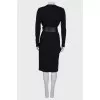 Wrap black wool dress