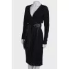 Wrap black wool dress
