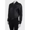 Black leather bomber jacket