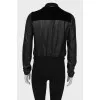 Black leather bomber jacket