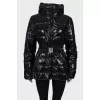 Lacquer jacket with a belt