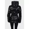 Lacquer jacket with a belt