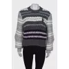 Coarse-knit combo sweater with tag